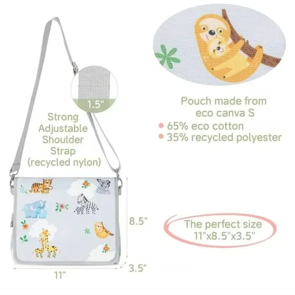 4 Nature Diaper Clutch Bag, Small and Cute Baby Bag for Mom (Animal World)